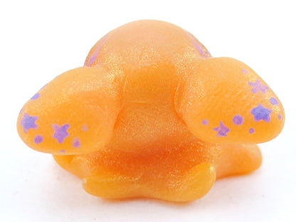 Star Freckles Orange Baby Dumbo Octopus Figurine - Polymer Clay Kawaii Animals