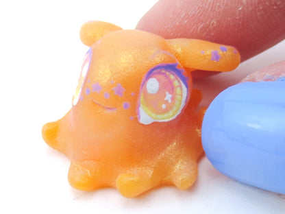 Star Freckles Orange Baby Dumbo Octopus Figurine - Polymer Clay Kawaii Animals