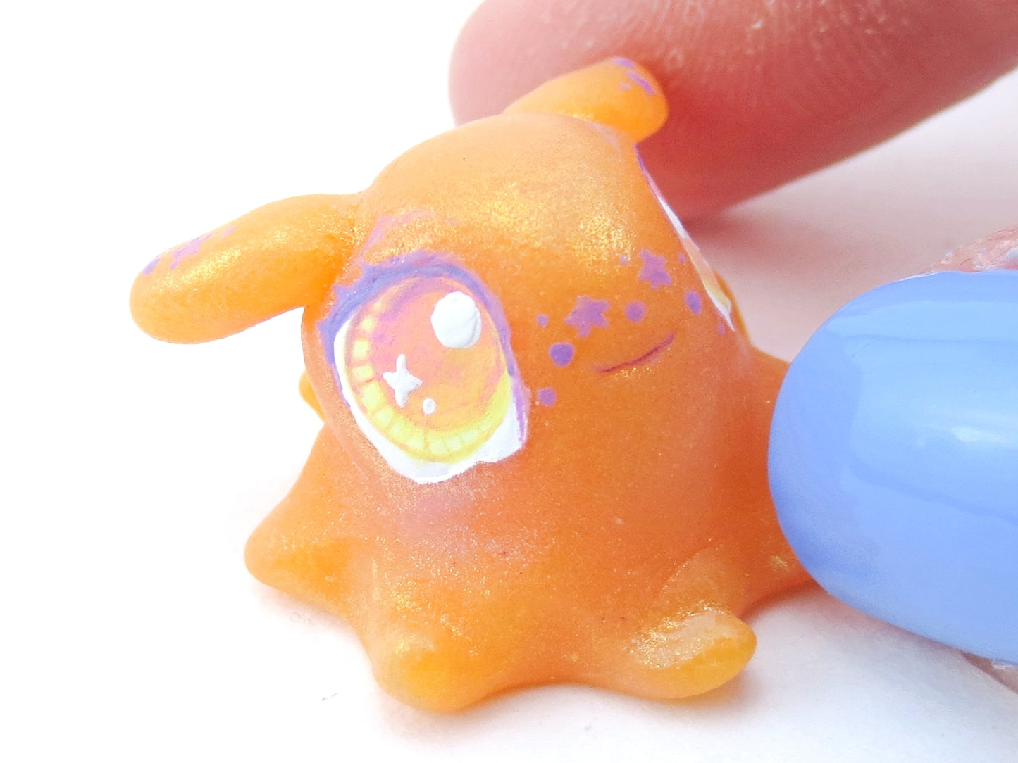 Star Freckles Orange Baby Dumbo Octopus Figurine - Polymer Clay Kawaii Animals