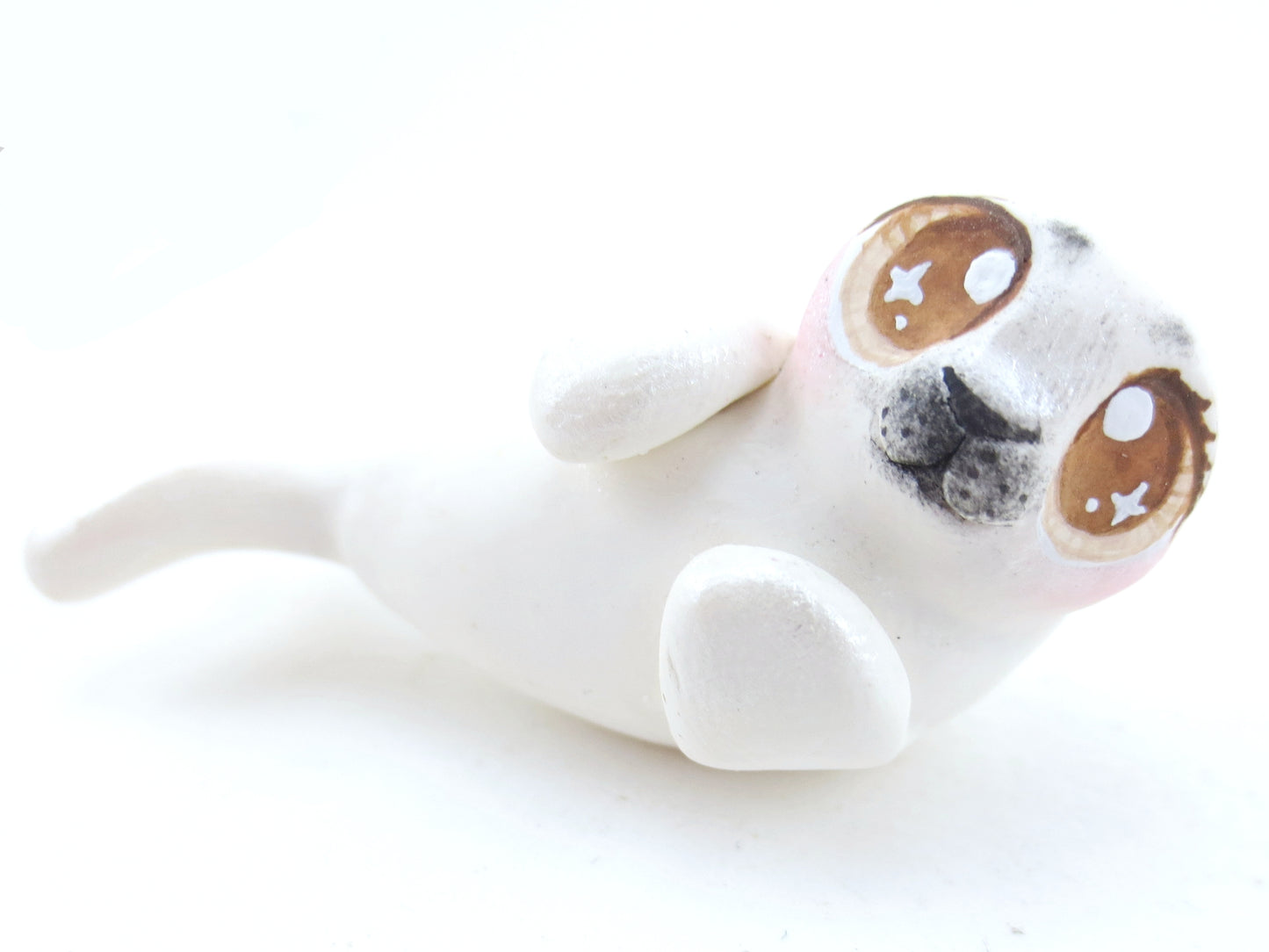 Brown Eyed Baby Seal Figurine - Polymer Clay Kawaii Animals