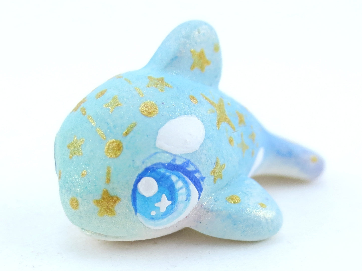 Mini Baby Blue/Green Ombre Constellation Orca Figurine - Polymer Clay Kawaii Animals