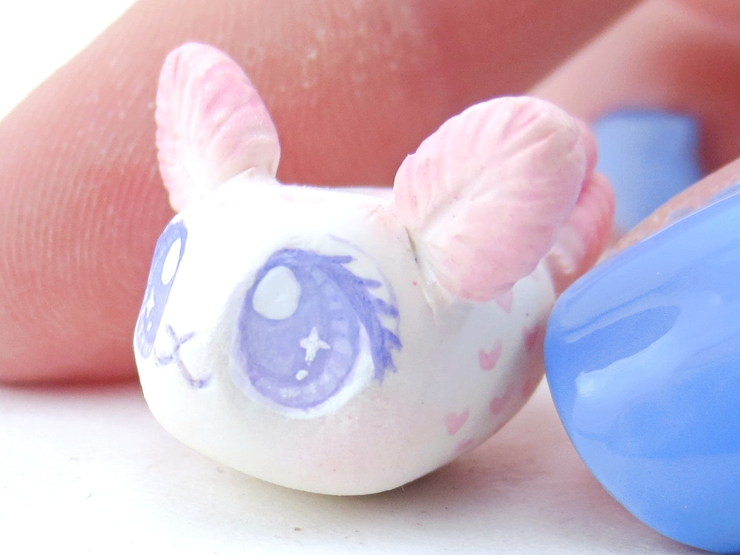 Pink Heart Sea Bunny Slug Figurine - Polymer Clay Kawaii Animals