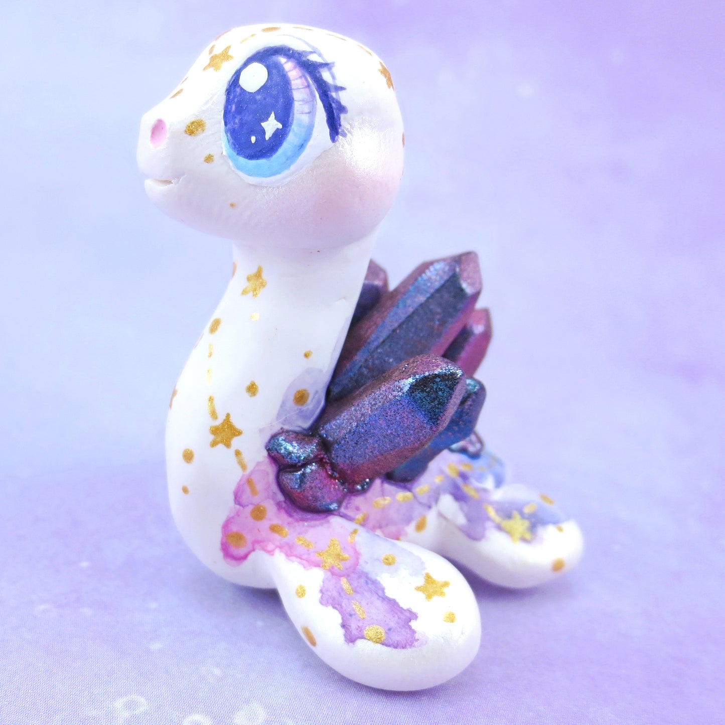 Constellation Watercolor Effect Color-Shift Crystal Nessie - Loch Ness Monster Figurine - Polymer Clay Kawaii Animals