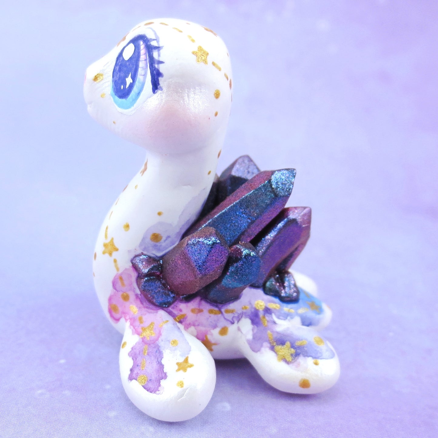 Constellation Watercolor Effect Color-Shift Crystal Nessie - Loch Ness Monster Figurine - Polymer Clay Kawaii Animals