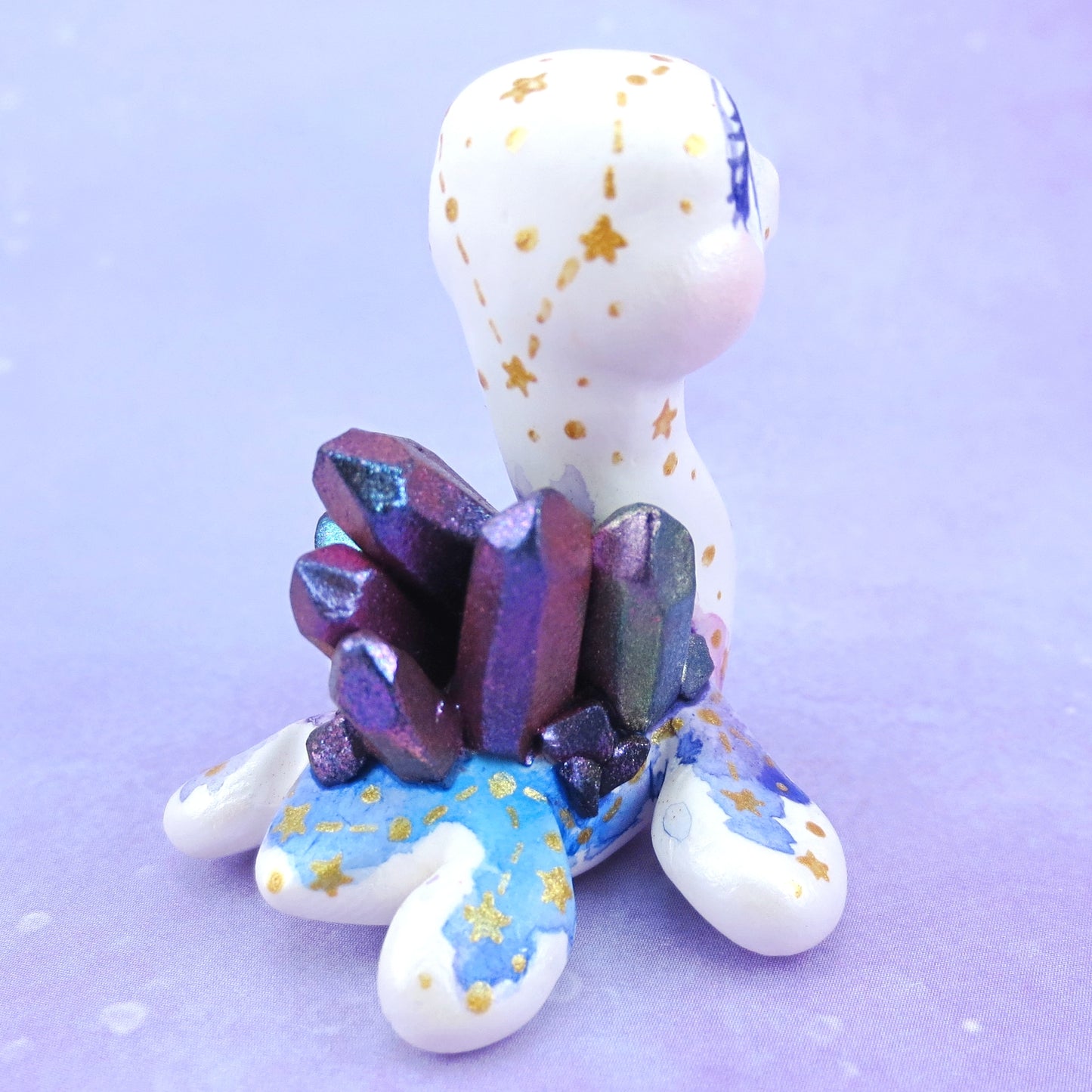 Constellation Watercolor Effect Color-Shift Crystal Nessie - Loch Ness Monster Figurine - Polymer Clay Kawaii Animals