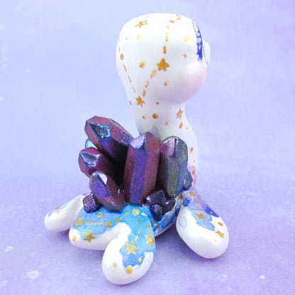 Constellation Watercolor Effect Color-Shift Crystal Nessie - Loch Ness Monster Figurine - Polymer Clay Kawaii Animals