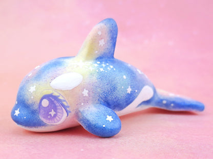 Galaxy Orca Figurine - Polymer Clay Kawaii Animals