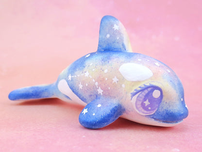 Galaxy Orca Figurine - Polymer Clay Kawaii Animals