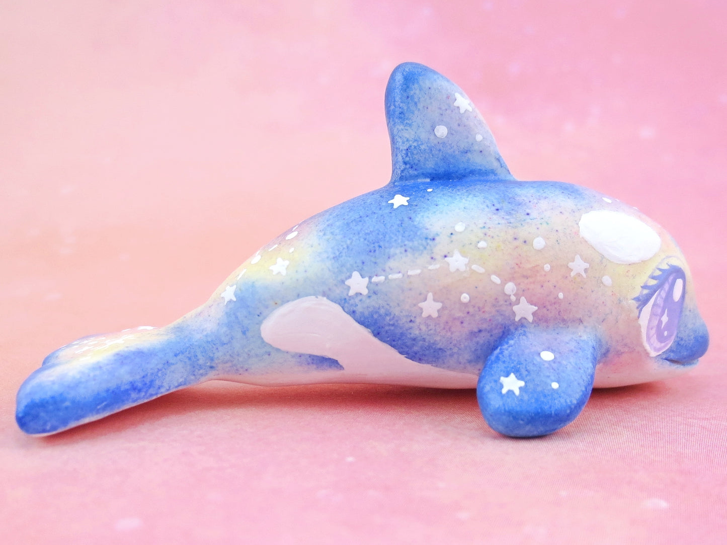 Galaxy Orca Figurine - Polymer Clay Kawaii Animals