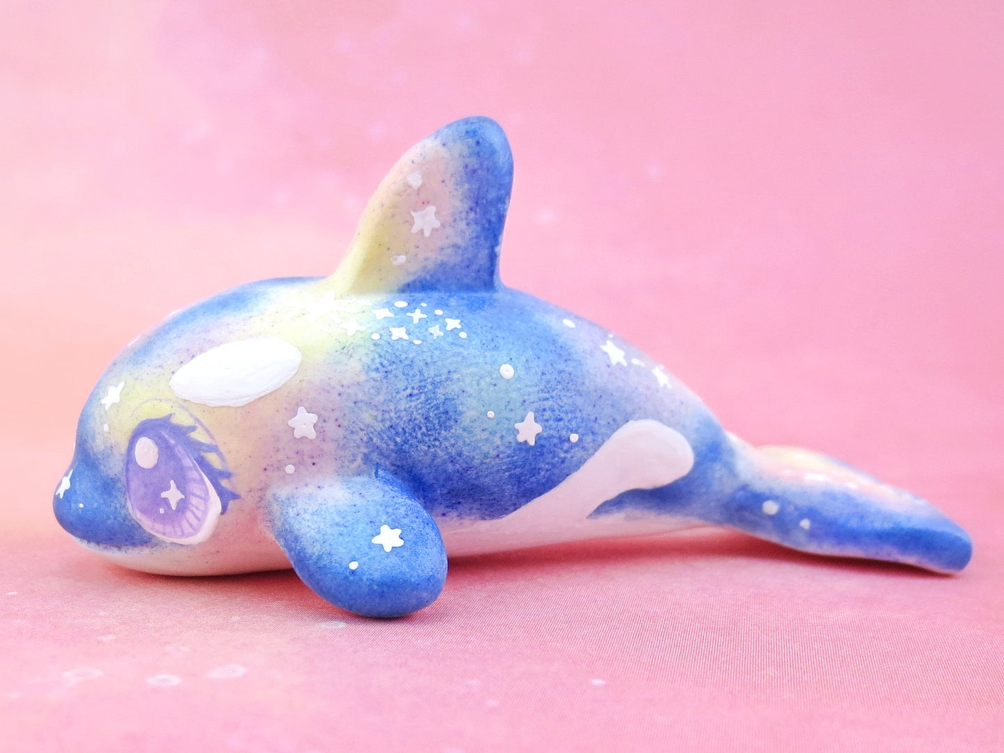 Galaxy Orca Figurine - Polymer Clay Kawaii Animals