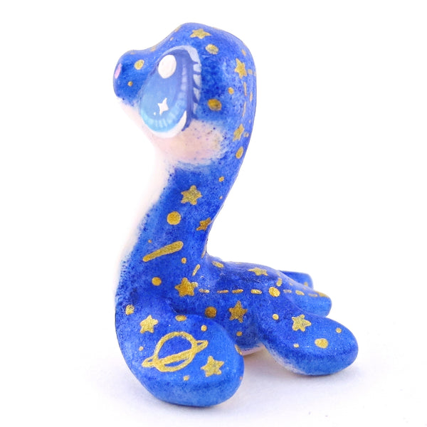 Night Sky Nessie Dark Blue Figurine - Polymer Clay Enchanted Ocean Animals