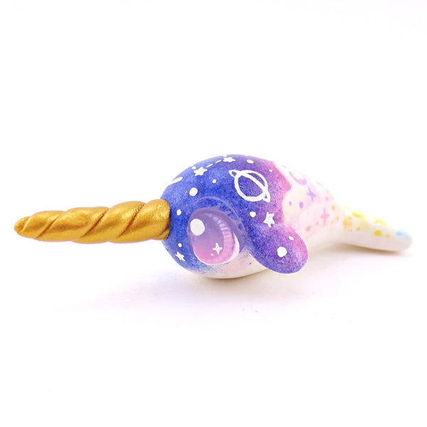 Night Sky Constellation Cloud Baby Narwhal Figurine - Polymer Clay Enchanted Ocean Animals