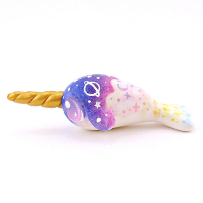 Night Sky Constellation Cloud Baby Narwhal Figurine - Polymer Clay Enchanted Ocean Animals