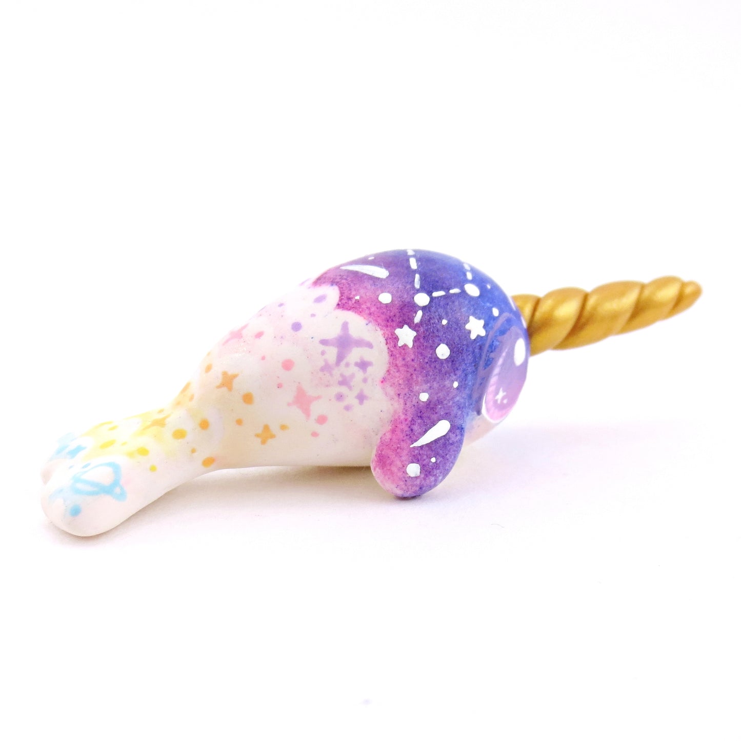 Night Sky Constellation Cloud Baby Narwhal Figurine - Polymer Clay Enchanted Ocean Animals