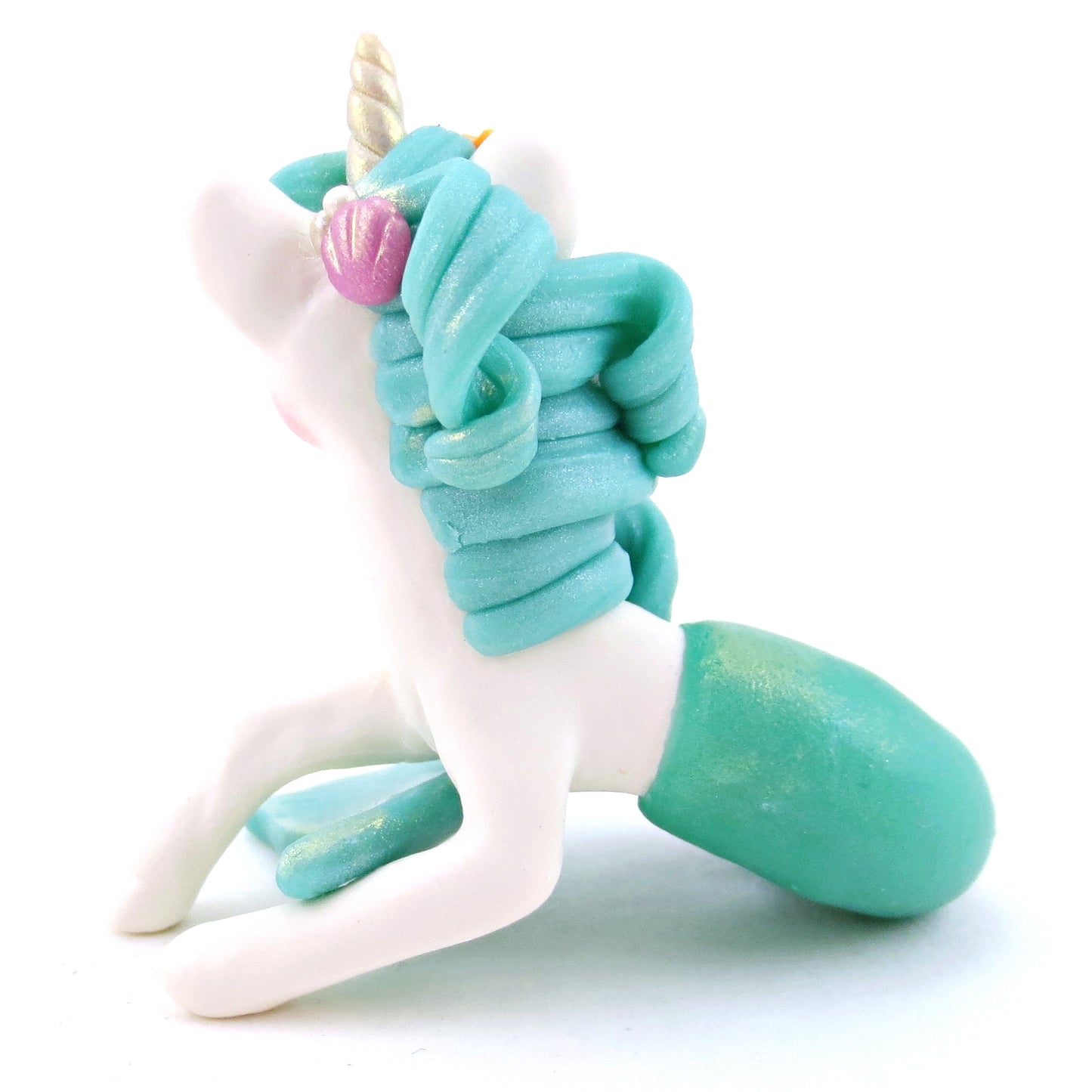 Blue/Green Sea Unicorn Hippocampus Figurine - Polymer Clay Enchanted Ocean Animals