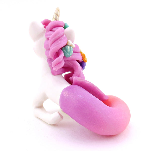 Pink/Purple Sea Unicorn Hippocampus Figurine - Polymer Clay Enchanted Ocean Animals