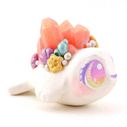 Peachy Crystal Seashell Baby Seal Figurine - Polymer Clay Celestial Sea Animals