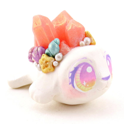 Peachy Crystal Seashell Baby Seal Figurine - Polymer Clay Celestial Sea Animals