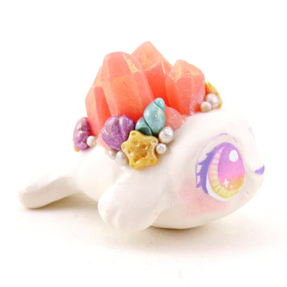 Peachy Crystal Seashell Baby Seal Figurine - Polymer Clay Celestial Sea Animals