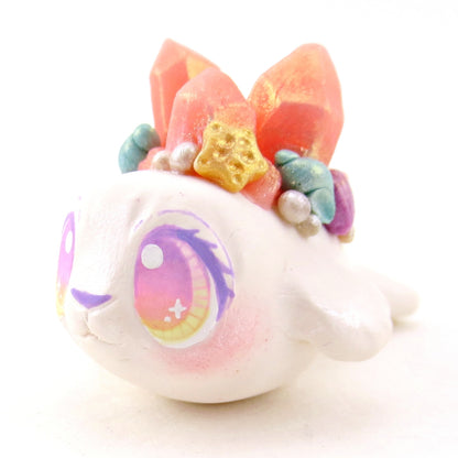 Peachy Crystal Seashell Baby Seal Figurine - Polymer Clay Celestial Sea Animals