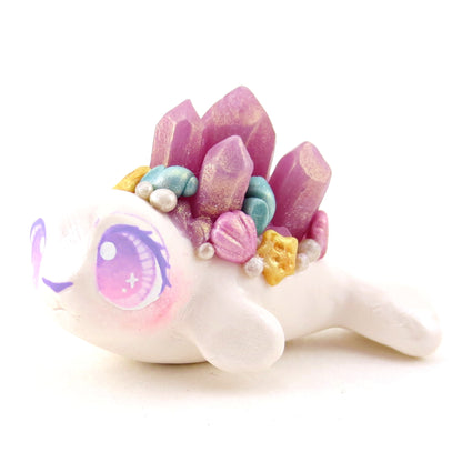 Purple Crystal Seashell Baby Seal Figurine - Polymer Clay Celestial Sea Animals