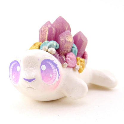 Purple Crystal Seashell Baby Seal Figurine - Polymer Clay Celestial Sea Animals