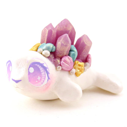 Purple Crystal Seashell Baby Seal Figurine - Polymer Clay Celestial Sea Animals