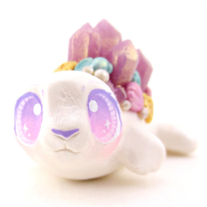 Purple Crystal Seashell Baby Seal Figurine - Polymer Clay Celestial Sea Animals