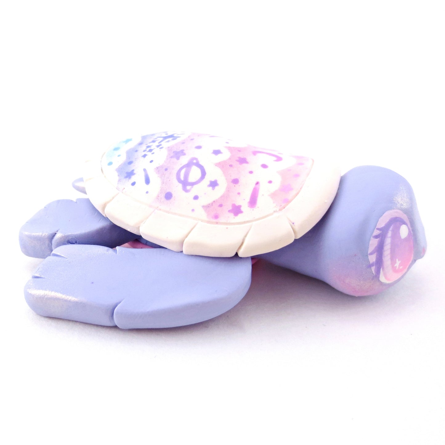 Purple Ombre Cloud Shell Turtle Figurine - Polymer Clay Celestial Sea Animals