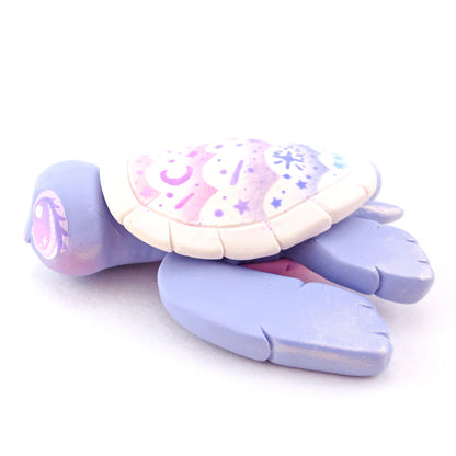 Purple Ombre Cloud Shell Turtle Figurine - Polymer Clay Celestial Sea Animals