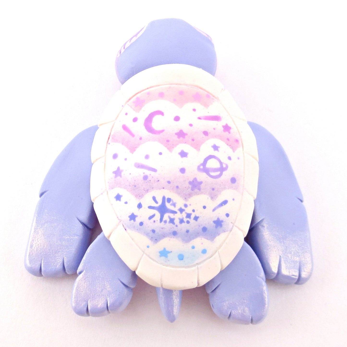 Purple Ombre Cloud Shell Turtle Figurine - Polymer Clay Celestial Sea Animals