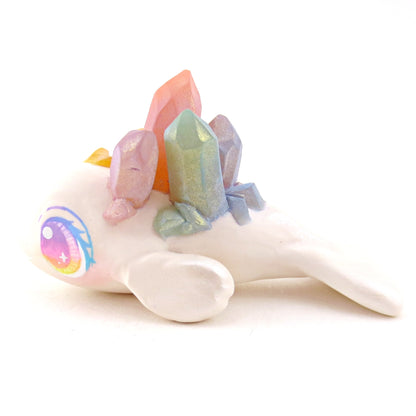 Rainbow Crystal Beluga Figurine - Polymer Clay Celestial Sea Animals