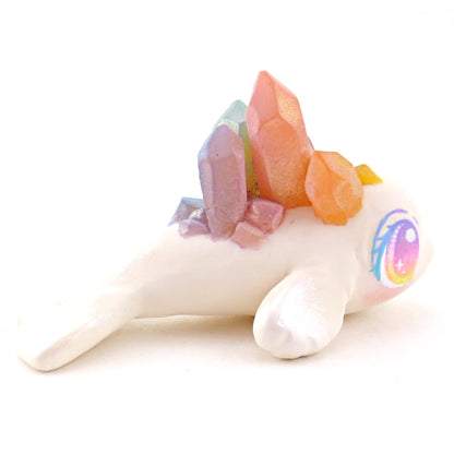 Rainbow Crystal Beluga Figurine - Polymer Clay Celestial Sea Animals