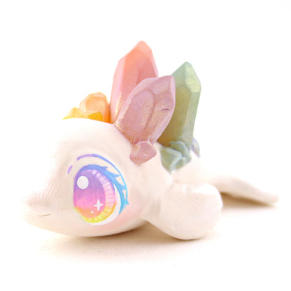 Rainbow Crystal Beluga Figurine - Polymer Clay Celestial Sea Animals