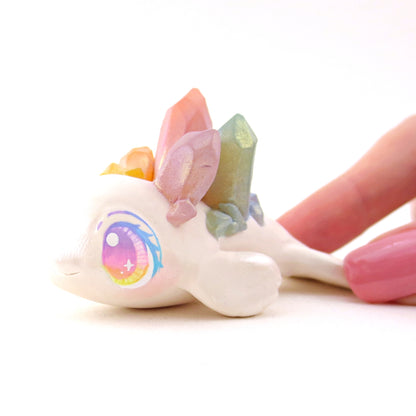 Rainbow Crystal Beluga Figurine - Polymer Clay Celestial Sea Animals