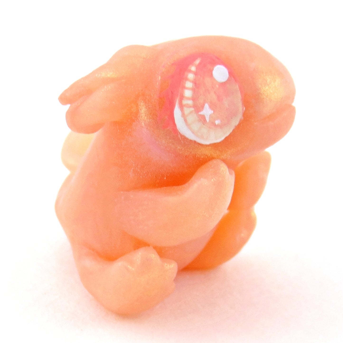 Pink Leucistic Axolotl Figurine - Polymer Clay Celestial Sea Animals