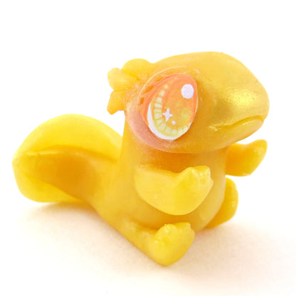 Golden Axolotl Figurine - Polymer Clay Celestial Sea Animals