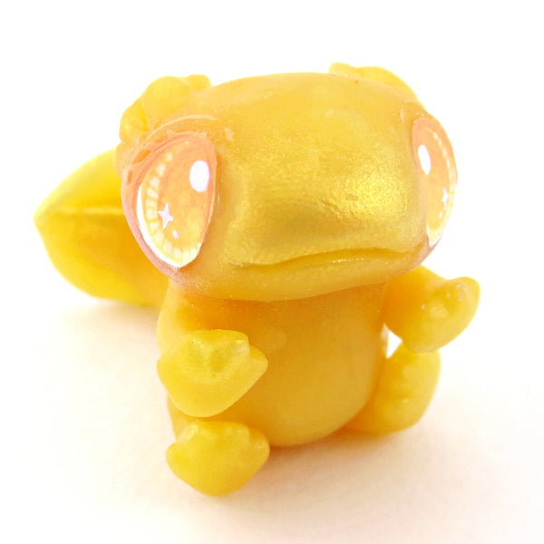 Golden Axolotl Figurine - Polymer Clay Celestial Sea Animals