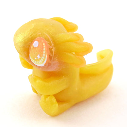 Golden Axolotl Figurine - Polymer Clay Celestial Sea Animals