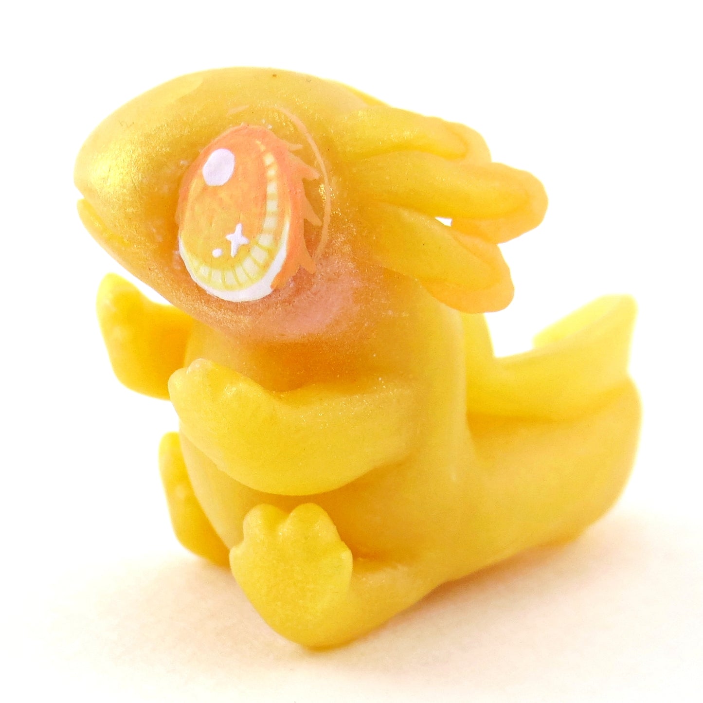 Golden Axolotl Figurine - Polymer Clay Celestial Sea Animals