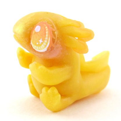 Golden Axolotl Figurine - Polymer Clay Celestial Sea Animals