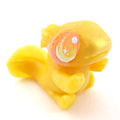 Golden Axolotl Figurine - Polymer Clay Celestial Sea Animals