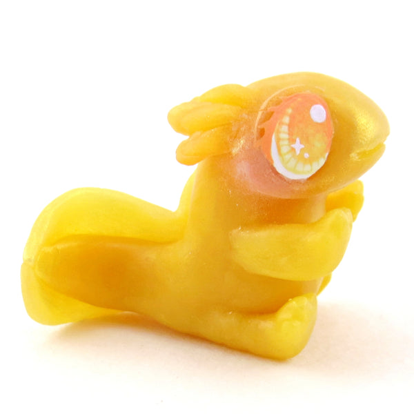 Golden Axolotl Figurine - Polymer Clay Celestial Sea Animals