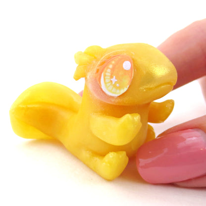 Golden Axolotl Figurine - Polymer Clay Celestial Sea Animals