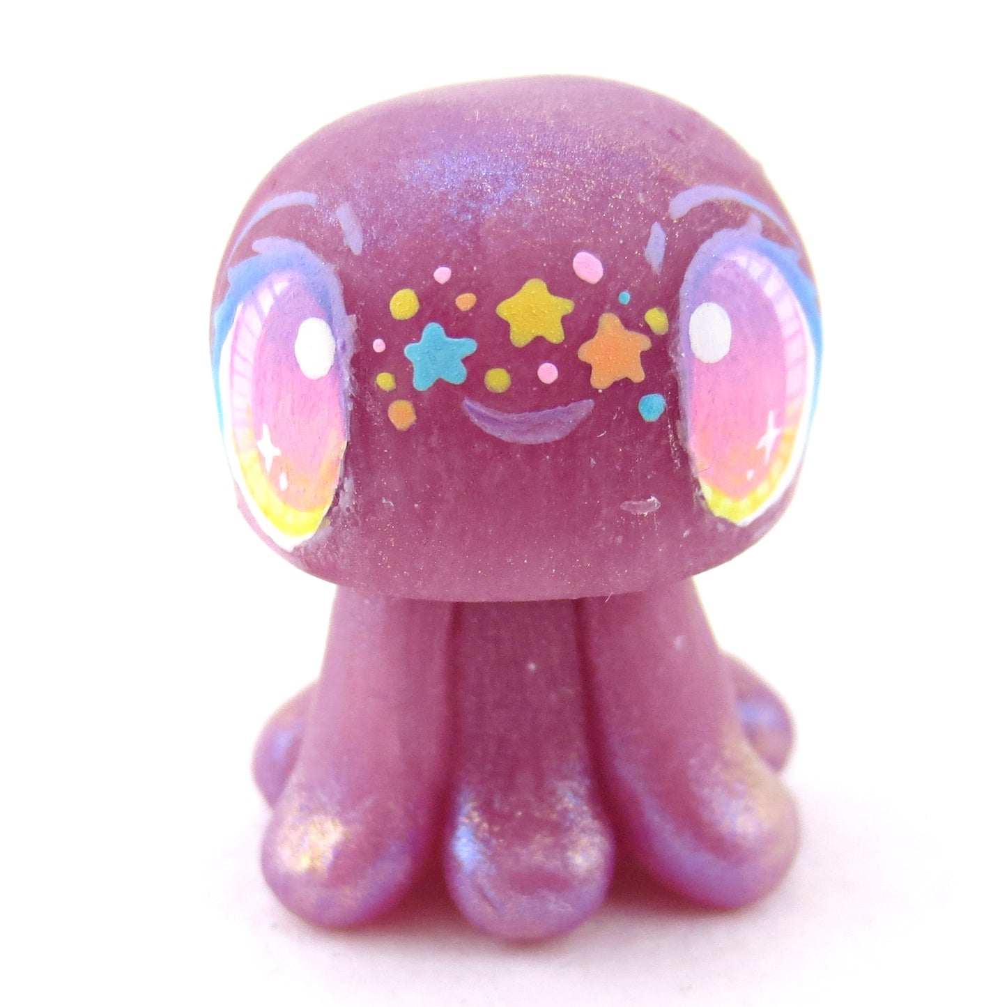 Purple Rainbow Star Freckle Jellyfish Figurine - Polymer Clay Celestial Sea Animals