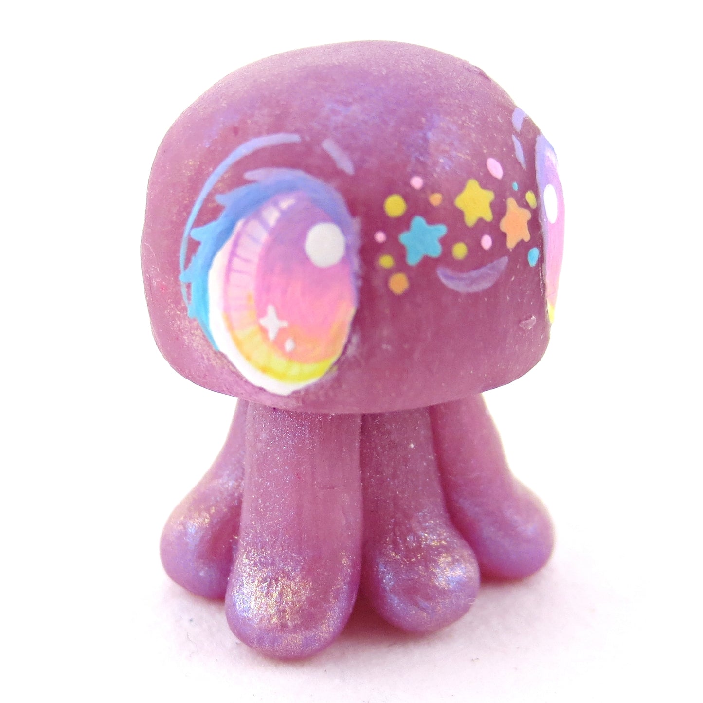 Purple Rainbow Star Freckle Jellyfish Figurine - Polymer Clay Celestial Sea Animals