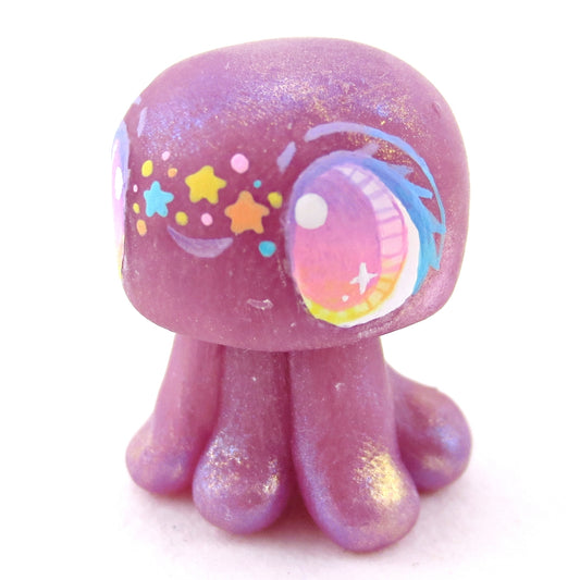 Purple Rainbow Star Freckle Jellyfish Figurine - Polymer Clay Celestial Sea Animals