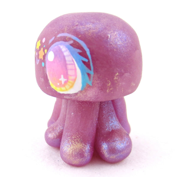 Purple Rainbow Star Freckle Jellyfish Figurine - Polymer Clay Celestial Sea Animals
