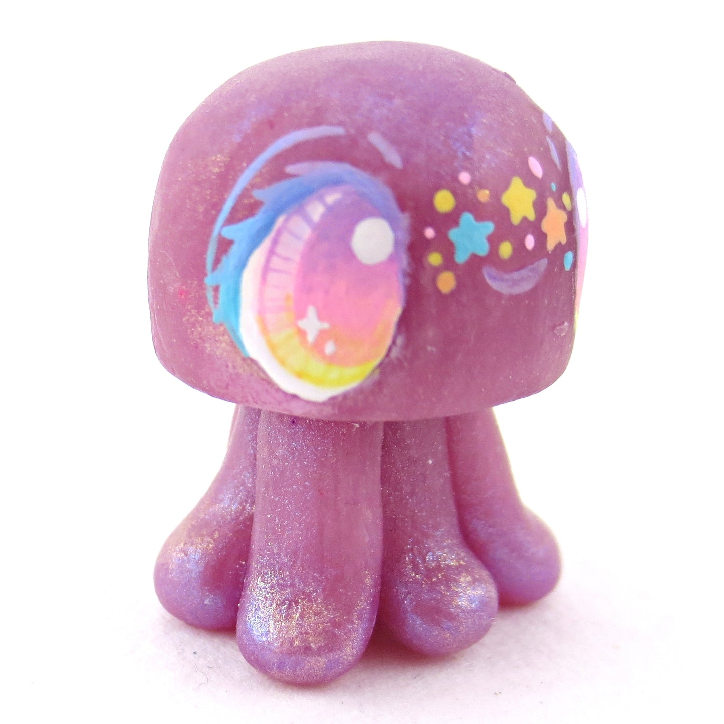 Purple Rainbow Star Freckle Jellyfish Figurine - Polymer Clay Celestial Sea Animals