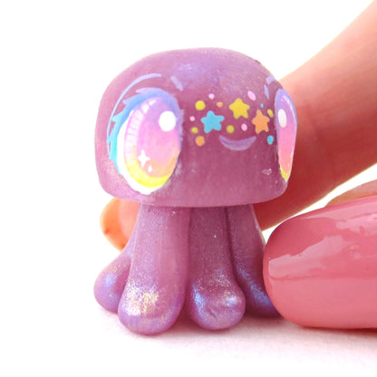 Purple Rainbow Star Freckle Jellyfish Figurine - Polymer Clay Celestial Sea Animals